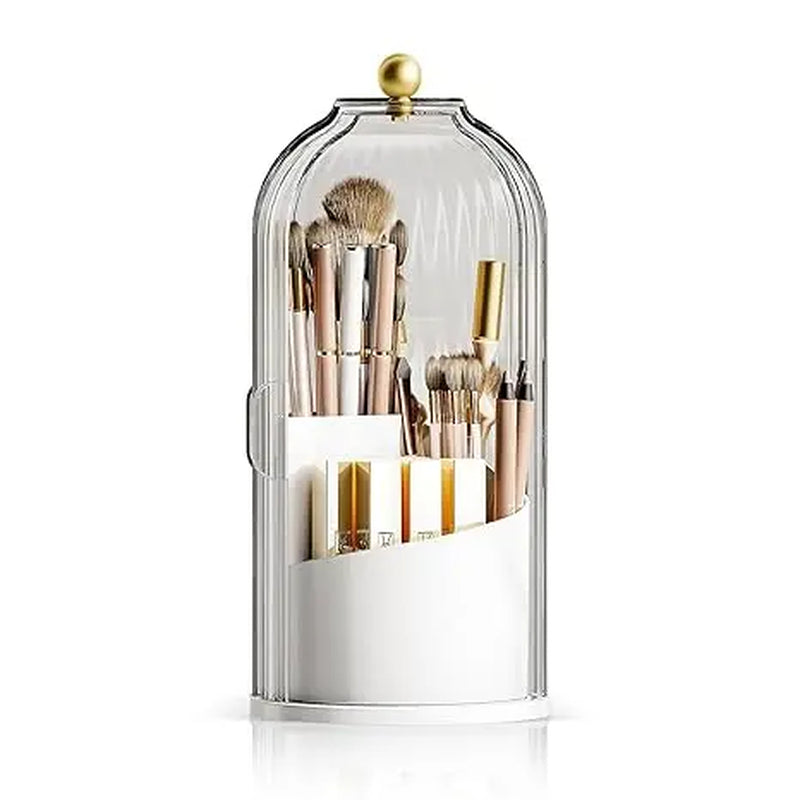 Toothbrush Holders with Sliding Lid, Rotating 3 Slots Bathroom Organizer Countertop, Tooth Brush Toothpaste Holder Bathroom Counter Stand Sink Organizer Caddy for Vanity Makeup Brushes Organizer(Grey/White)