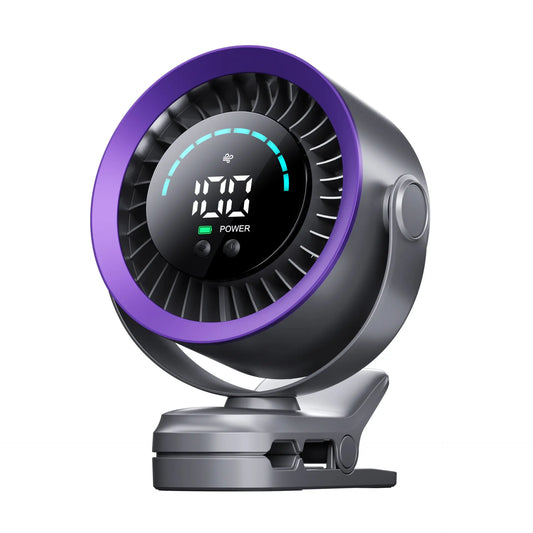 Rechargeable Clip on Fan, 100-Speed Portable Fan with LED Display, USB-C Battery Operated Desk Fan, 360° Rotating for Stroller, Camping, Car Waist Cooling Cool Hill