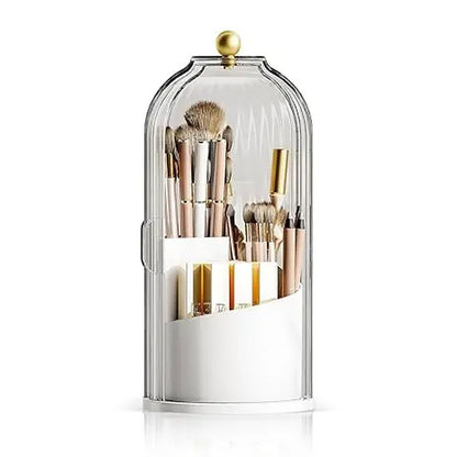 Toothbrush Holders with Sliding Lid, Rotating 3 Slots Bathroom Organizer Countertop, Tooth Brush Toothpaste Holder Bathroom Counter Stand Sink Organizer Caddy for Vanity Makeup Brushes Organizer(Grey/White)