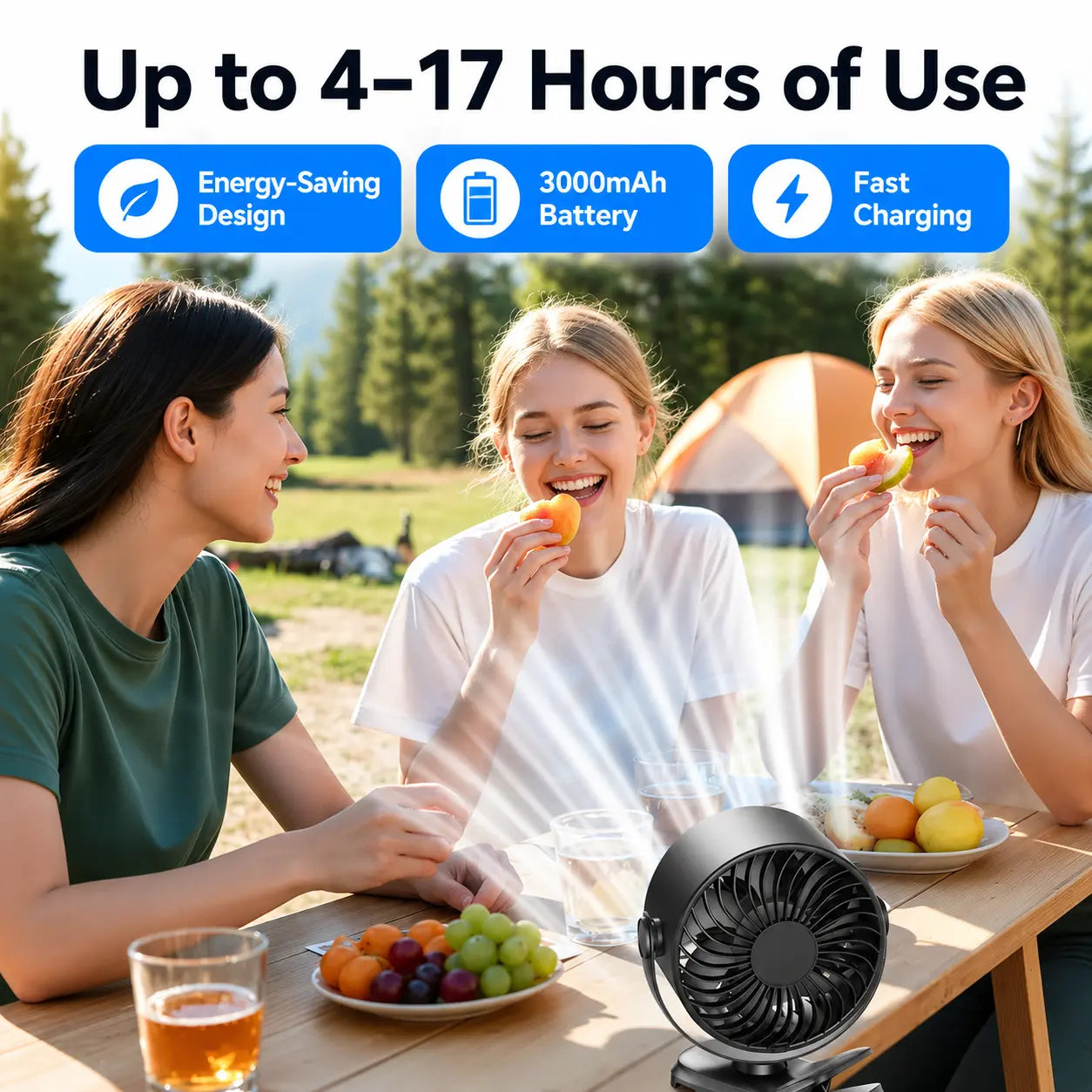 Rechargeable Clip on Fan, 100-Speed Portable Fan with LED Display, USB-C Battery Operated Desk Fan, 360° Rotating for Stroller, Camping, Car Waist Cooling Cool Hill